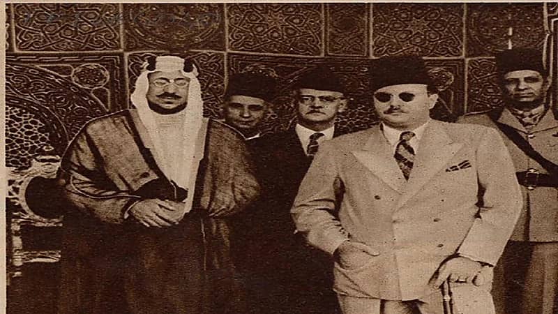 صورة نادرة للملك سعود والملك فاروق