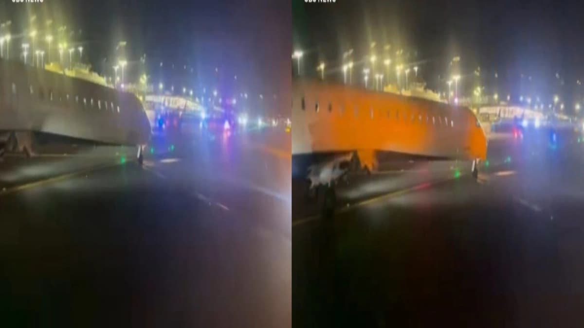 لحظة وقوع تصادم بين طائرتين أثناء سيرهما في المطار.. فيديو