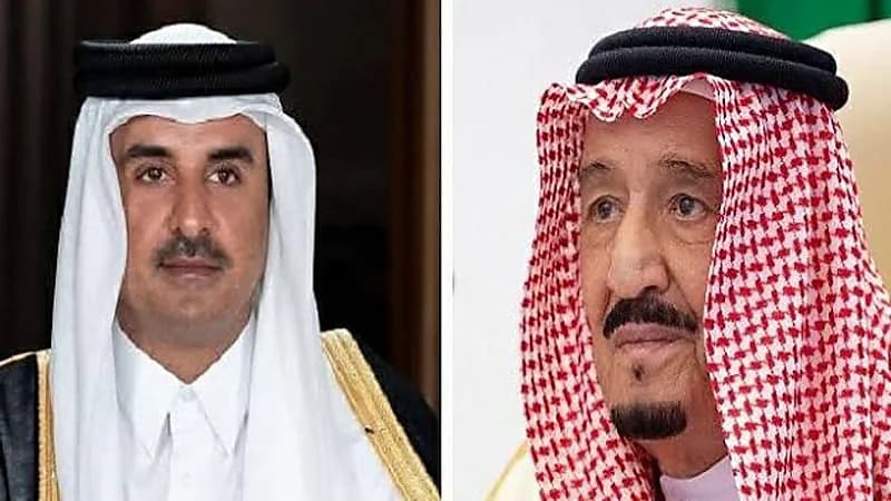 أمير قطر يرسل برقية عاجلة لخادم الحرمين